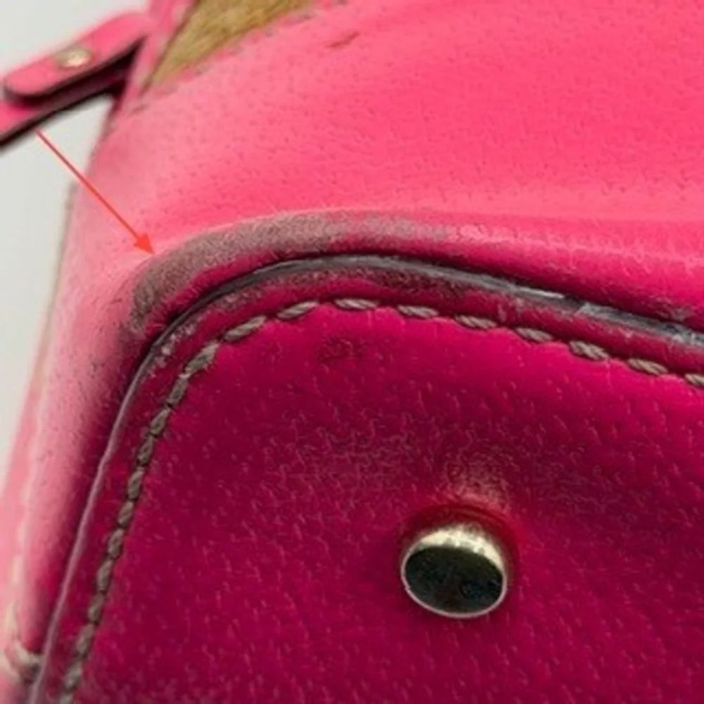 Kate Spade New York Straw Leather‎ Dome Satchel Bag Pink Tan Woven Handbag